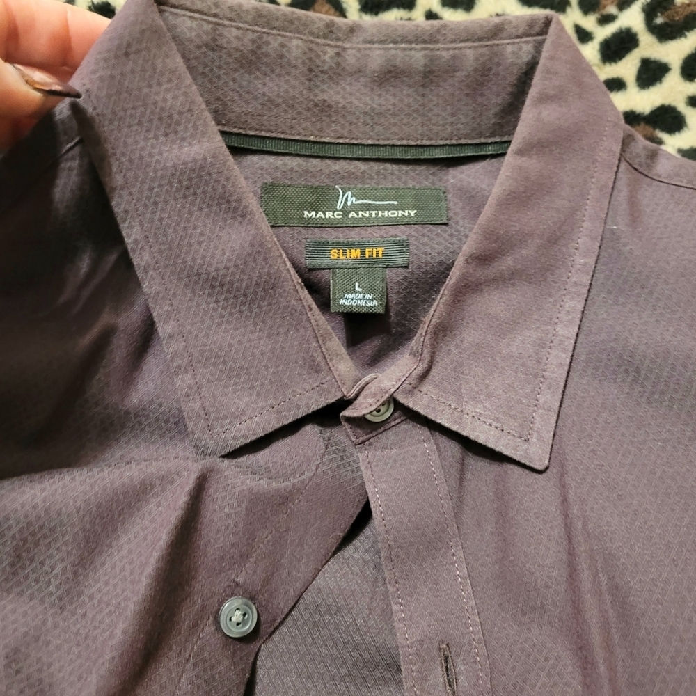 Men's Marc Anthony Slim Fit Button Front Long Sleeve Casual Dress Shirt Sz L